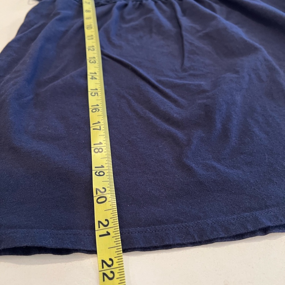 LOFT Navy Eyelet Cotton Flutter Sleeve Blouse Boho Cottagecore Top Medium - Picture 6 of 9